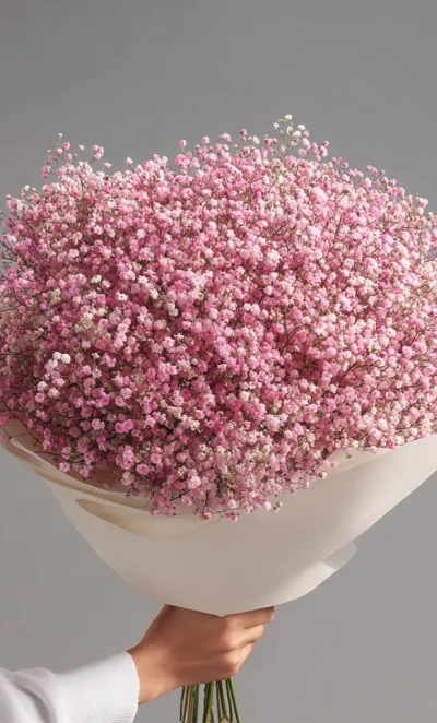 Монобукет из розовой гипсофилы
