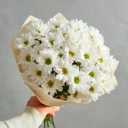 Монобукет из белых хризантем 0