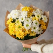 Монобукет из хризантем &laquo;Подарок сентября&raquo; 1