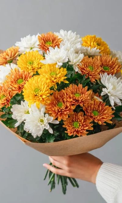 Монобукет из хризантем «Лесное золото»