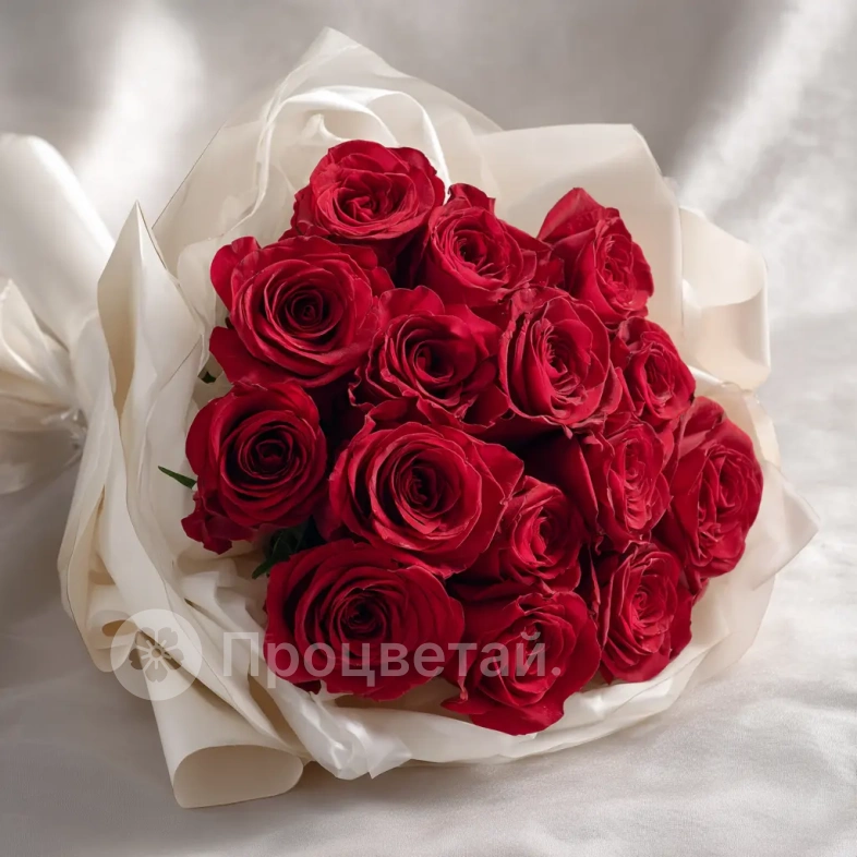 15 красных роз 60 см