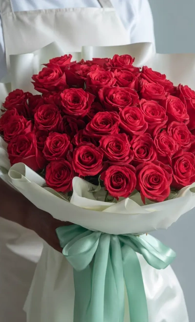 Красные розы «Пылающий комплимент»